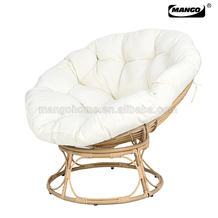 Deluxe Outdoor and Indoor Patio Rocking Rattan Chair with Padded Cushion Oversized Egg Rocking Chair