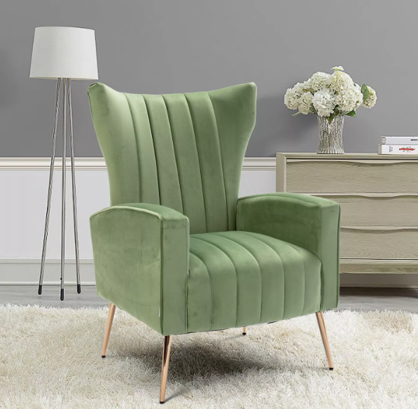 Latest Designs Wing Back Tufted Velvet Wingback Accent Chair for Living Room