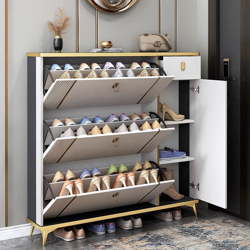 Rotating Slim Wooden Shoe Storage Cabinet Foldable Entrance Home Furniture Rotating Shoe Rack Storage Cabinet