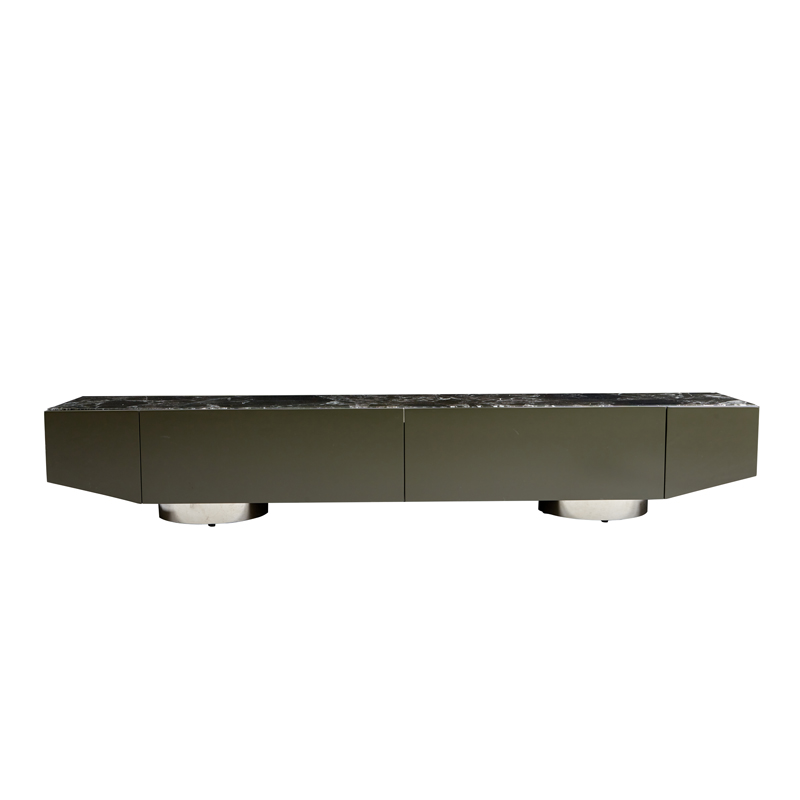 New Modern Stainless Steel Top Minimalist TV Stand with Storage for Living Room Apartment-Friendly