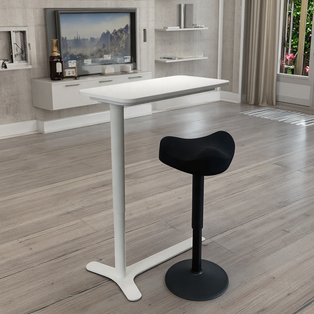 Modern C-Shaped Pneumatic Lifting Height Adjustable Metal Coffee Table Side End Table for Living Room Standing Desk Furniture