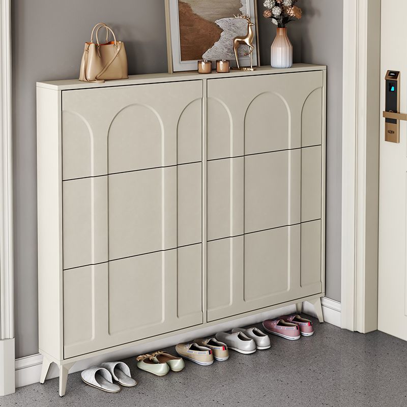 Ultra-Thin Flip-Top Shoe Cabinet Black Door American-Style Entryway Furniture for Narrow Entrance Hallway Exterior Shoe Rack