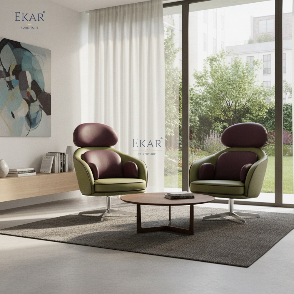 EKAR Designer Lounge Chair Modern Accent Armchair for Living Room &amp; Contemporary Interiors