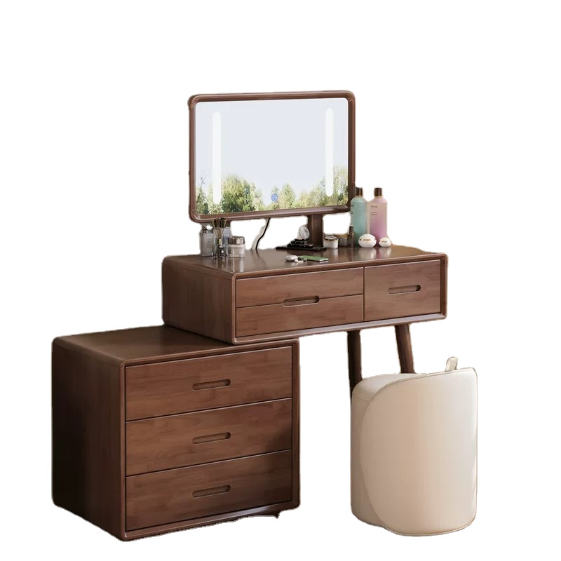 Nordic Simple Modern Dressing Table Solid Wood Desk Bedroom Makeup Vanity Living Room Wood Corner Dressing Table
