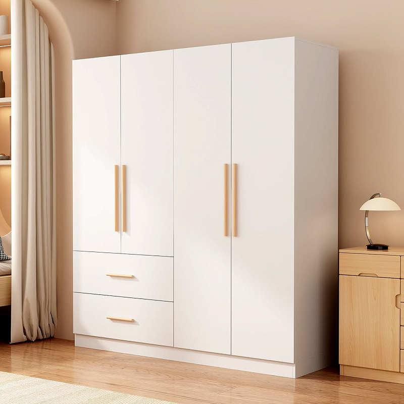Armoire Wardrobe Closet with Doors &amp; Hanging Rods, Wooden Clothing Storage Cabinet with Drawers &amp; Shelves for Bedroom, White