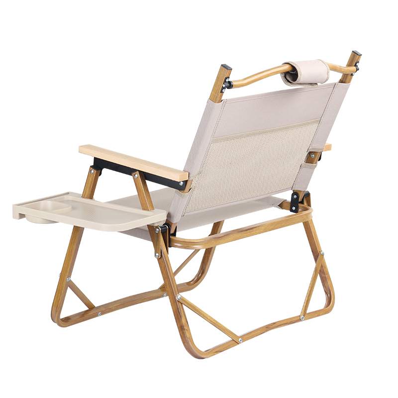 Outdoor Furniture Lightweight Aluminum Frame Folding Lounge Relax Kermit Camping Floor Chair With Cup Holder