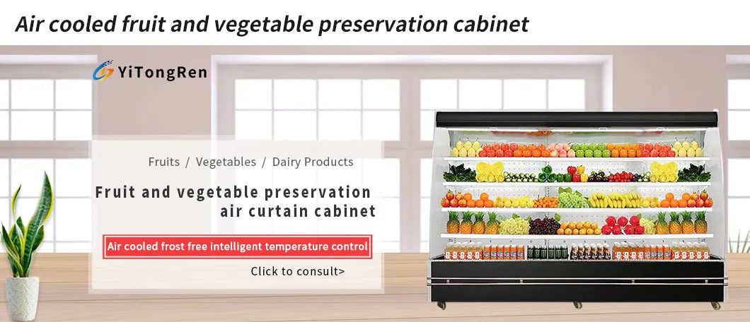 Fruit Storage Refrigerated Display Case Air-Cooled Cabinet Stainless-Steel Vertical Chilled