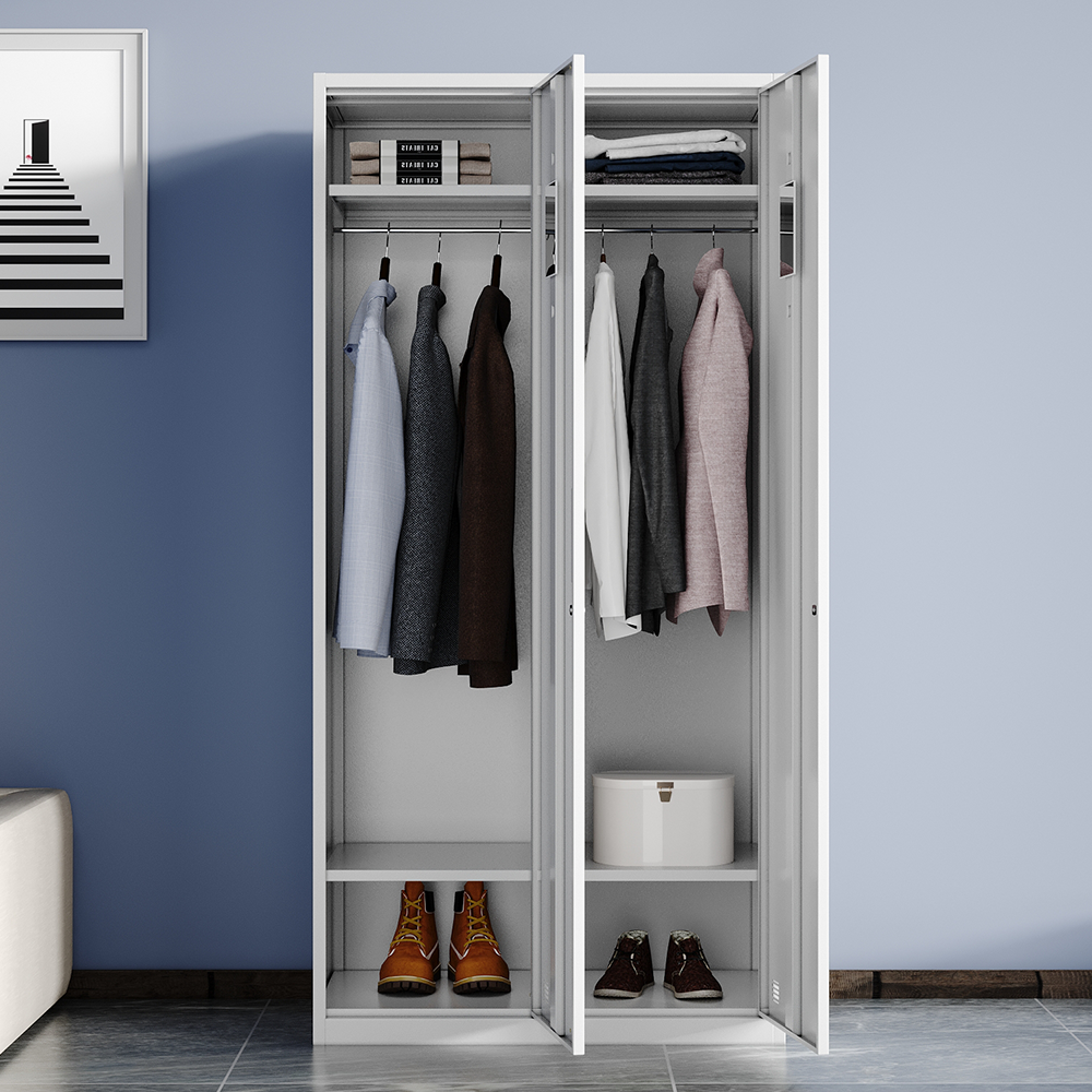 High Quality Wardrobe Cabinet Modern 2-door Locker Gtay Color Steel Storage Locker Eco-Friendly Home Furniture for Home Use