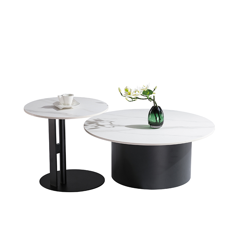 Italian Modern Minimalist Style Glossy White Sintered Stone Durable Coffee Table Set Living Room Luxury End Table