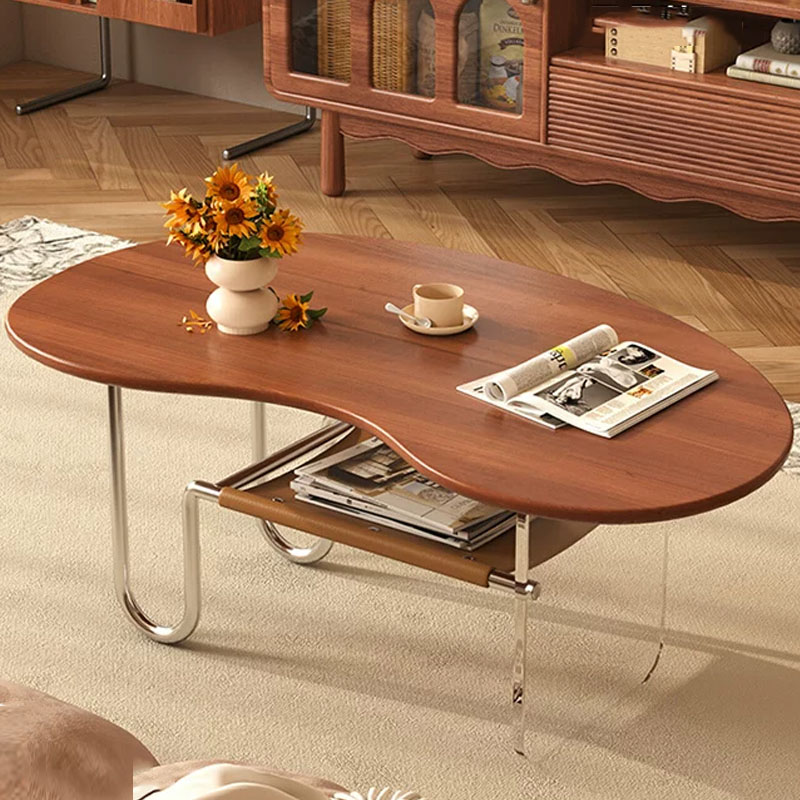 Medieval Style Living Room Center Furniture Stainless Steel Legs End Table Wooden Simple Coffee Table