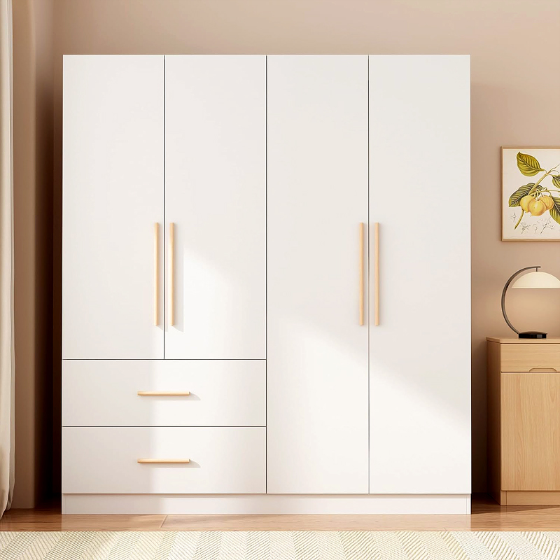 Armoire Wardrobe Closet with Doors &amp; Hanging Rods, Wooden Clothing Storage Cabinet with Drawers &amp; Shelves for Bedroom, White