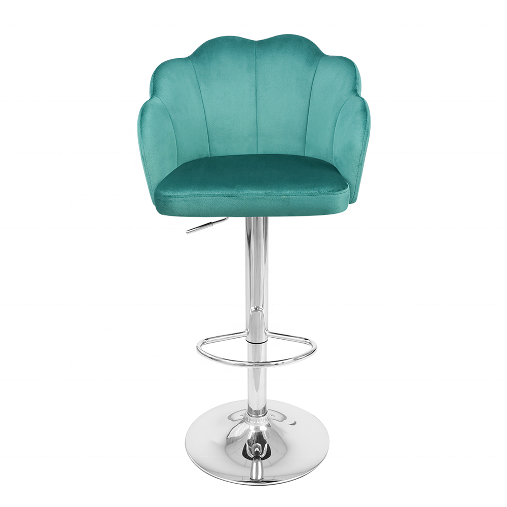 Factory Outlets Nordic Bar Stools Revolving Chair Counter Velvet Bar Stools With Flower Shape Back