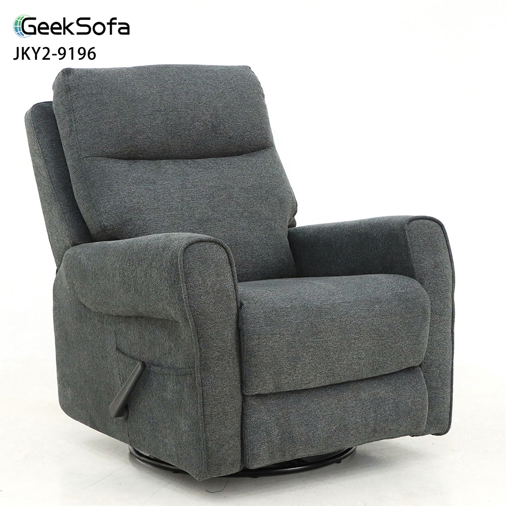 Geeksofa Furniture Modern Fabric Manual Beauty Salon Recliner Chair with Rocking and Swivel for Living Room