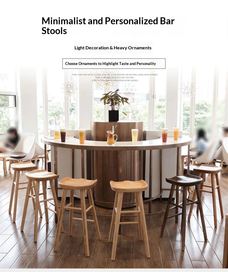 Nordic style wooden bar stool detail view