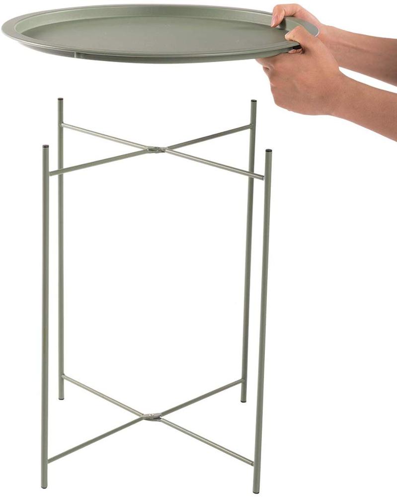 Folding Tray Metal Side Table Small Round End Tables Waterproof Outdoor or Indoor Snack Table