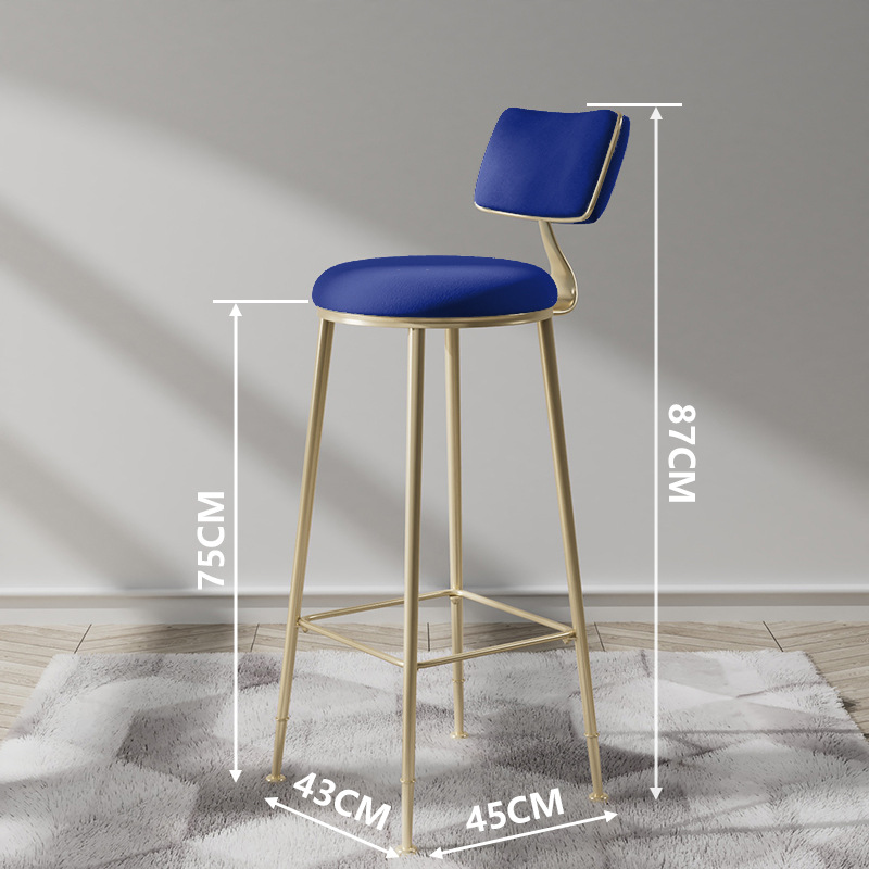 Elegant Upholstered Bar Stool With Gold Legs and Small Backrest for Counter Height Seating