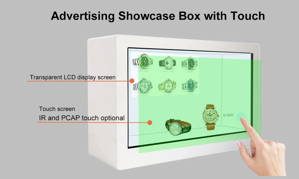 21.5 32 55 86 Inch Indoor 3D Holographic Display Cabinet Interactive Transparent Cabinet LCD Transparent Holobox