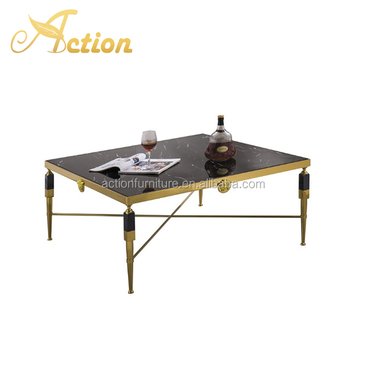 Living Room Furniture Stainless Steel Small Coffee Table China Style Tea Table for Home Hotel End Table