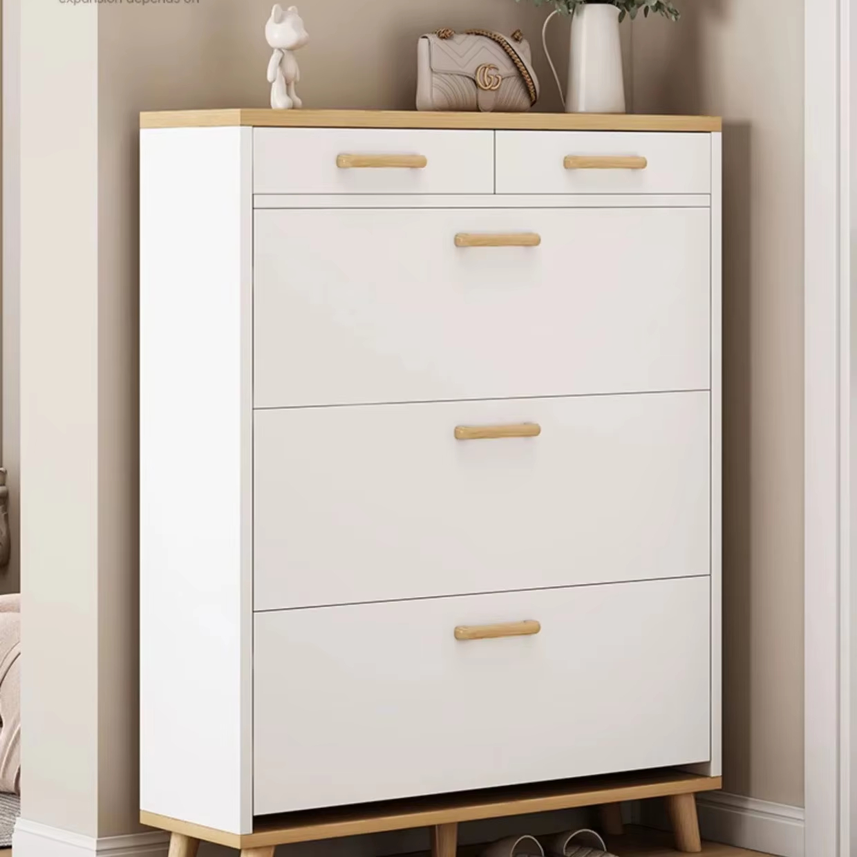 Modern MDF Wooden Shoe Cabinet Small Apartments Simple Home Furniture Shoe Storage Shoe Cabinet With Sliding Door