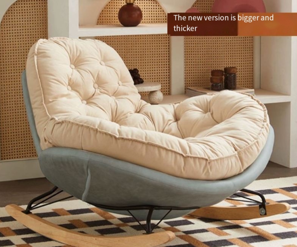 Nordic Casual Comfortable Reclining Rocking Sofa Chair Contemporary Leisure for Living Room Bedroom Hotel Balcony Relaxation