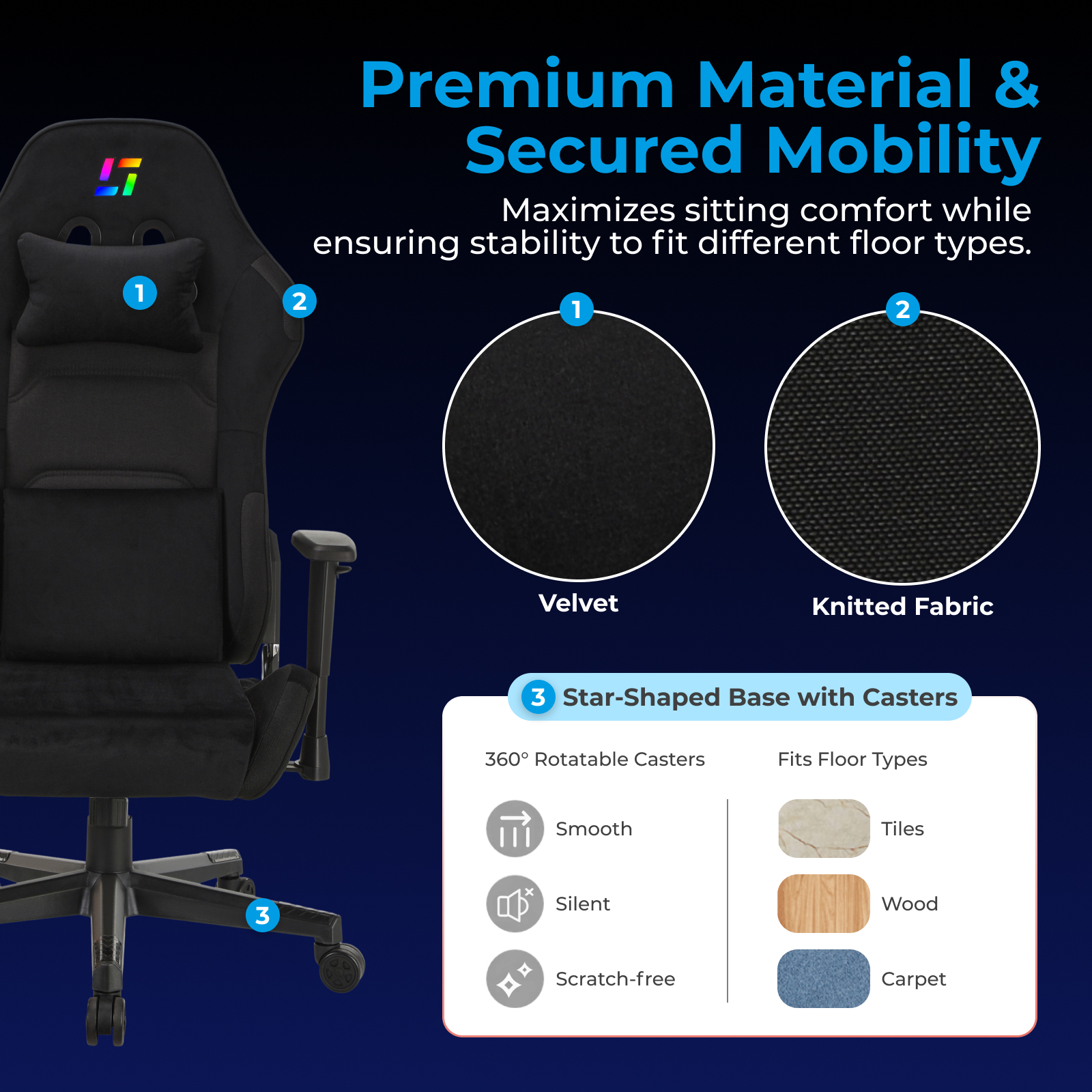 Ergonomic RGB Light Gaming Chair With Customizable Logo Adjustable 4 Gas Lift High Back 155 Degree Reclining Computer Seat
