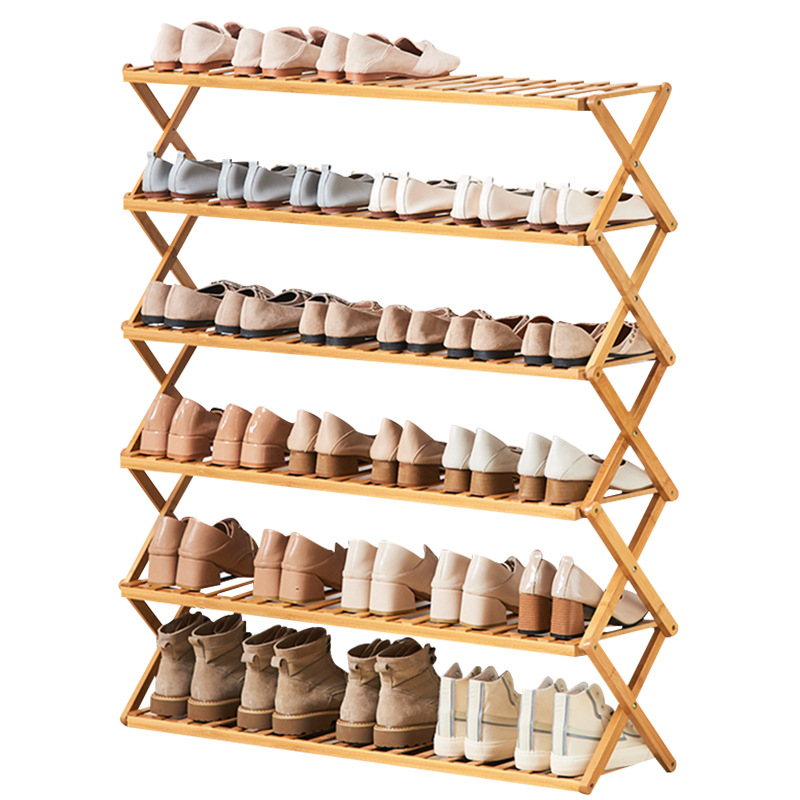 Modern Foldable Bamboo Shoe Storage Cabinet for Living Room-Eco-Friendly Space-Saving Durable No Installation Required