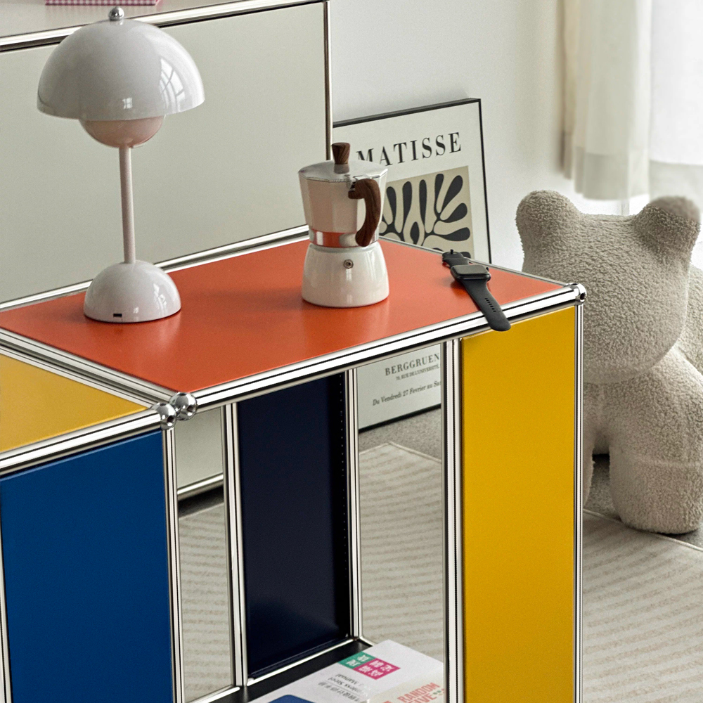 HWUSM Halle Color-Block Side Table, Modular Metal End Table, Custom Two-Tone Design for Living Room &amp; Bedroom
