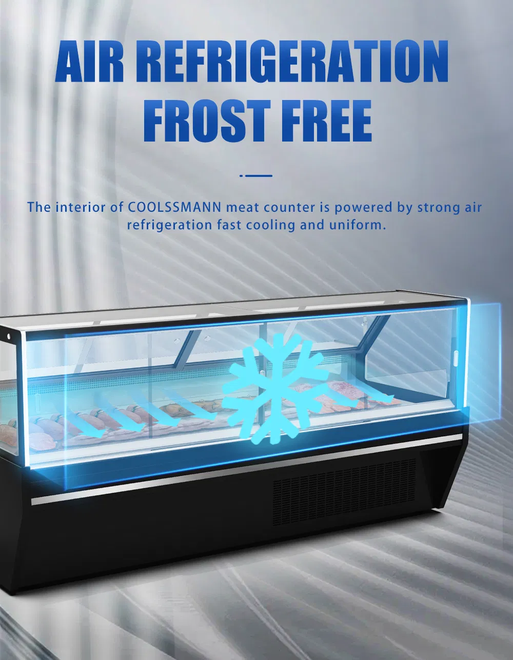 Commercial Display Refrigerator Cold Meat Deli Display Cabinet for Butcher