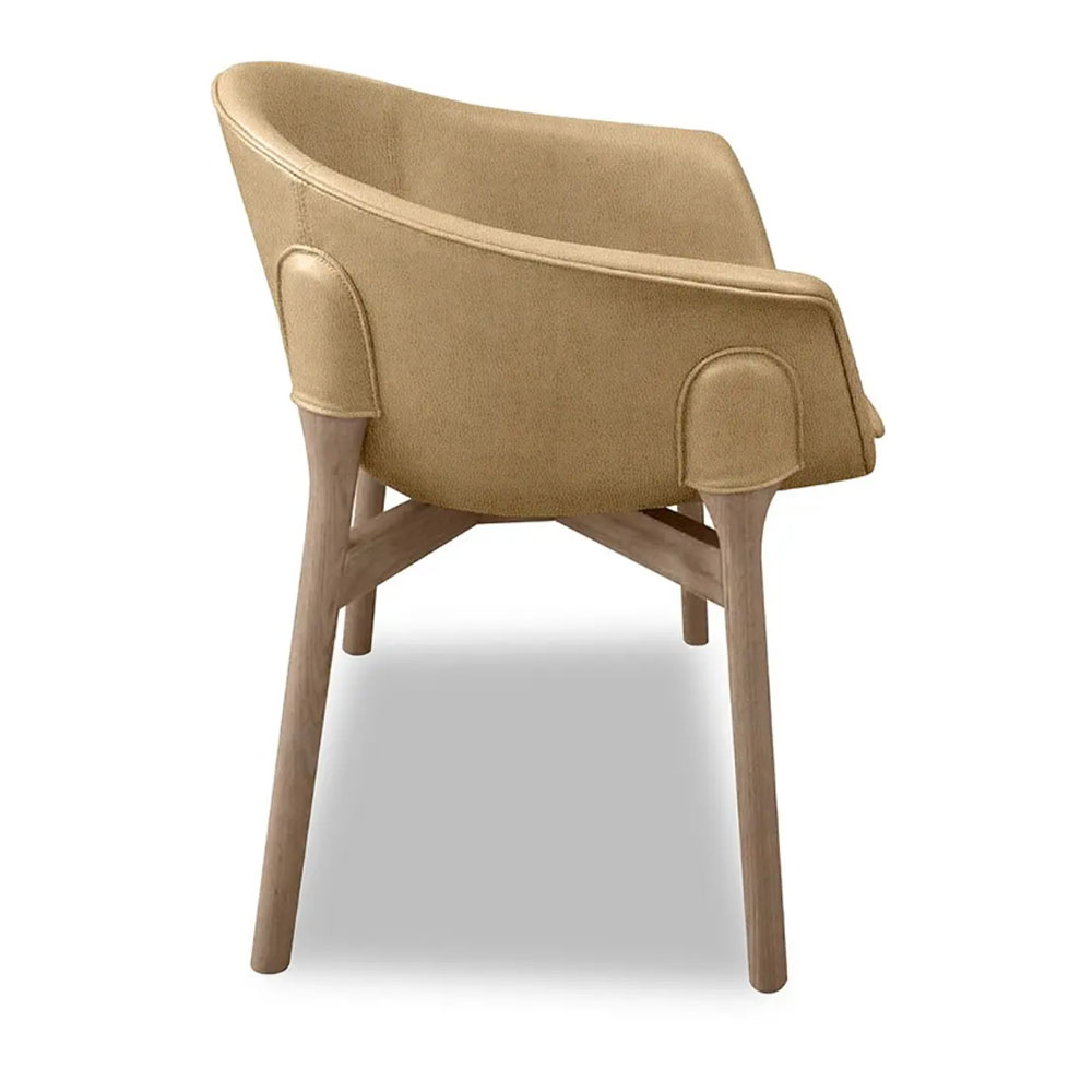 Light Khaki Fabric Armchair Hotel Restaurant Chair Warm Touch Ergonomic Support Solid Cone Shaped Legs Hospital Lounge Chair
