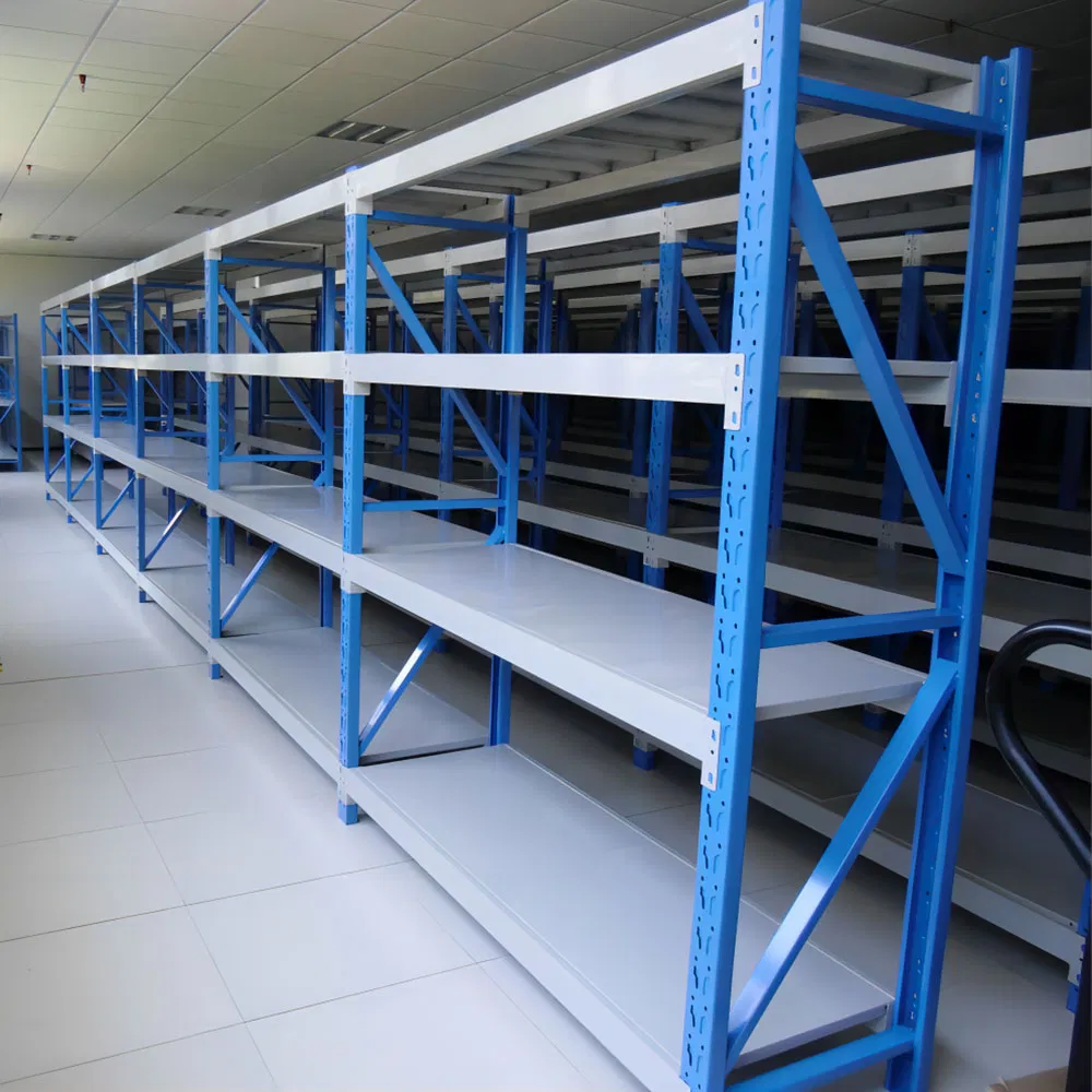 Widely Used Assembled Iron White Longspan Light Duty Rack Industrial Metal Steel Warehouse Supermarket Boltless Storage Shelving for Book Food Display Kitchen