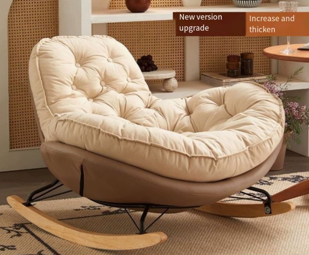 Nordic Casual Comfortable Reclining Rocking Sofa Chair Contemporary Leisure for Living Room Bedroom Hotel Balcony Relaxation