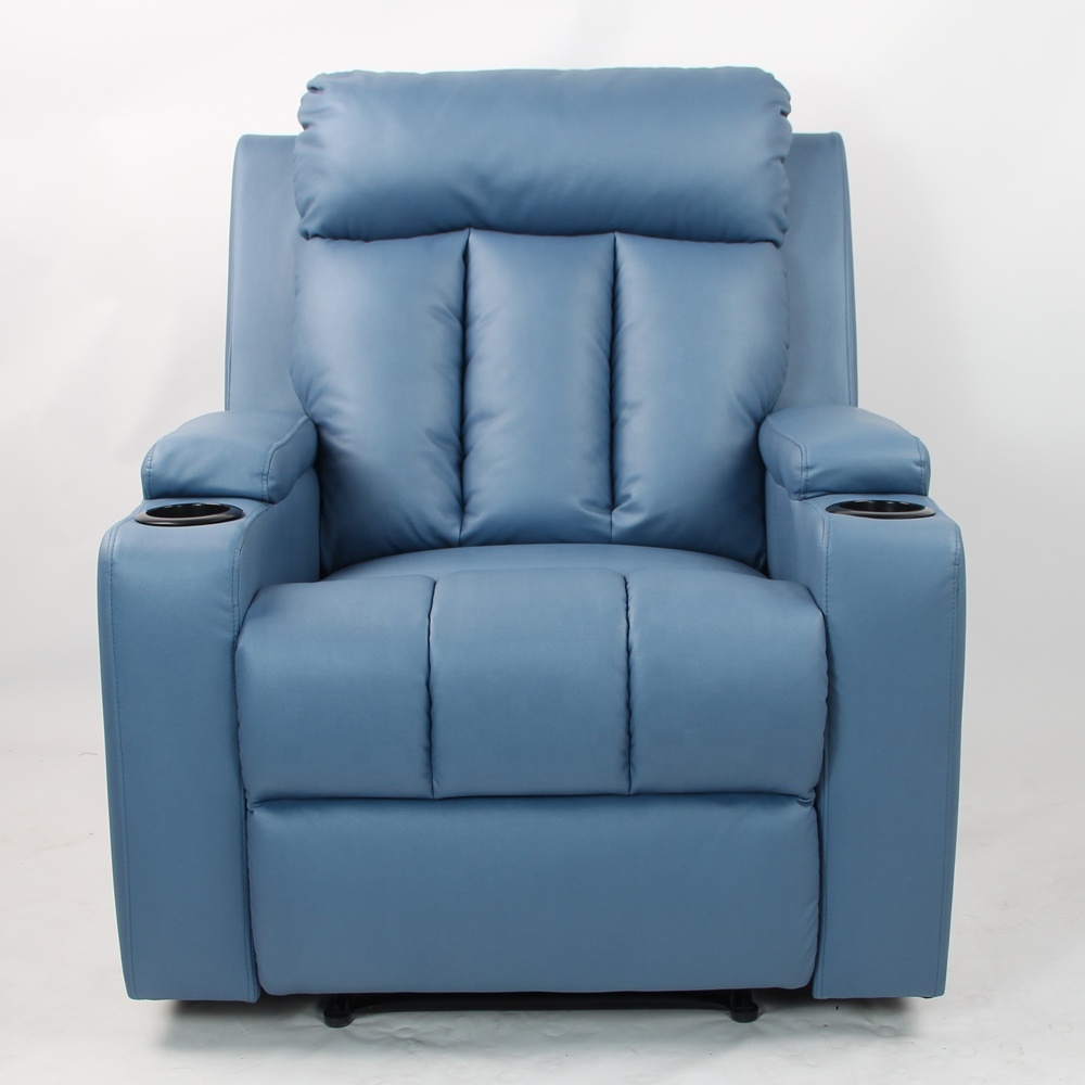 Modern Luxury Leather Swivel Rotate Rocking Recliner Chair Theater Cinema Sofa With Cup Holder