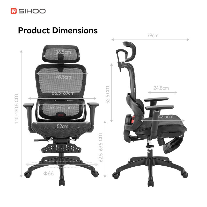 SIHOO B100 Modern Mesh Executive Office Chair Swivel Backrest Adjustable Wider Headrest 4D Armrest-Ergonomic For Hotels