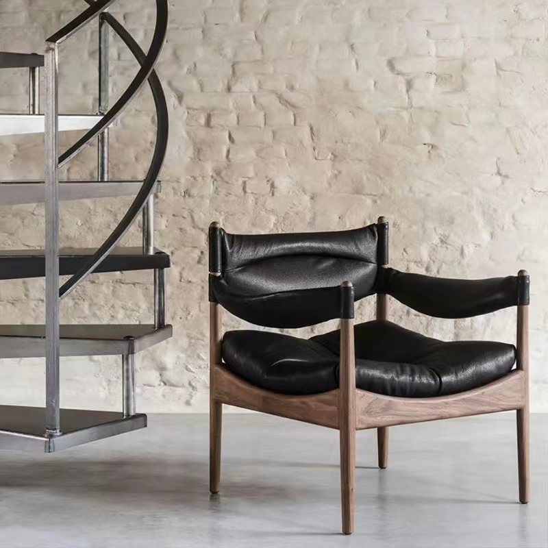 Factory Outlet Contemporary Black Luxury Leather Modern Armchairs Accent Chair in Stock