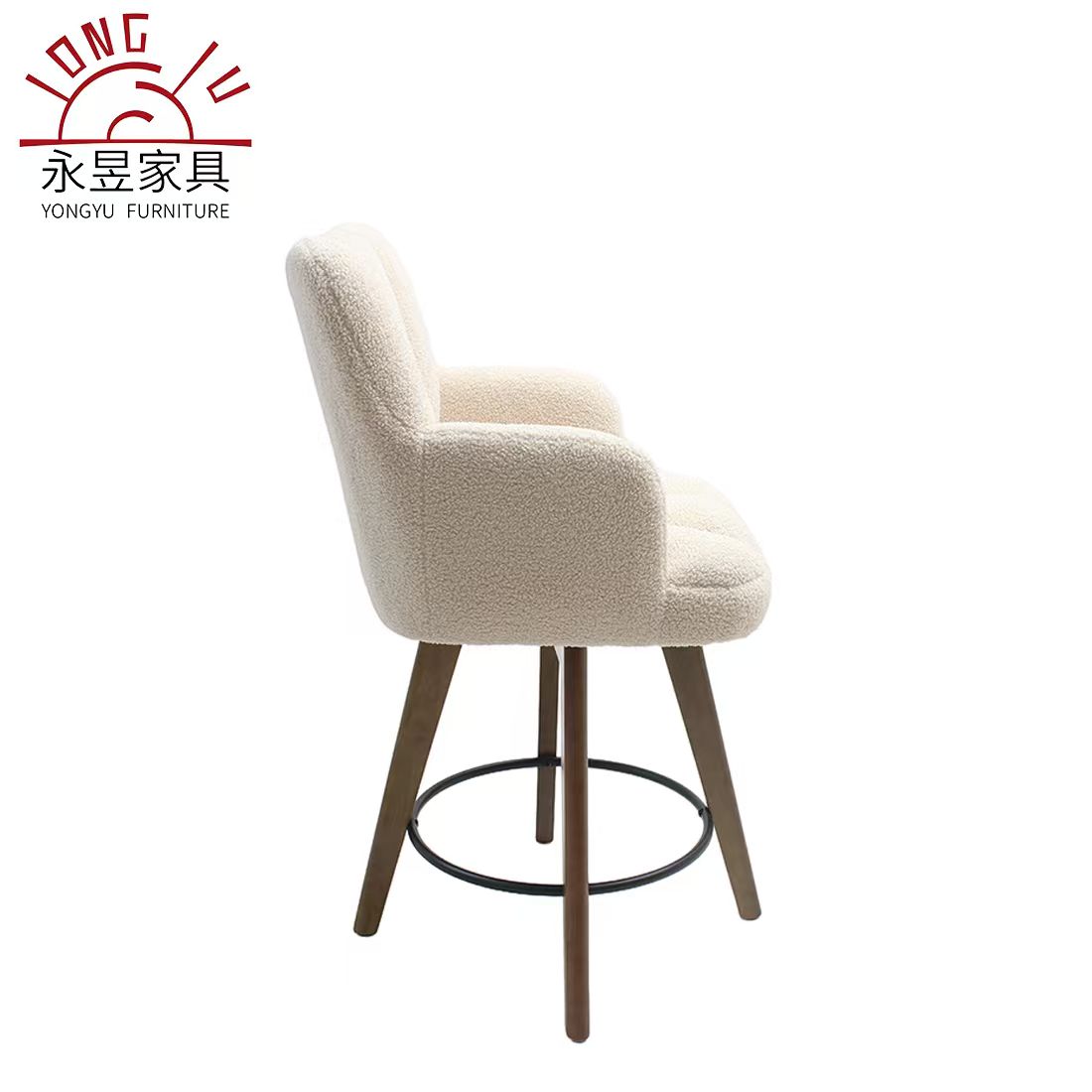 360&deg;Swivel Counter Height Bar Stools With Wood Legs Modern Kitchen Island Beige Chairs for Dining Pub Home