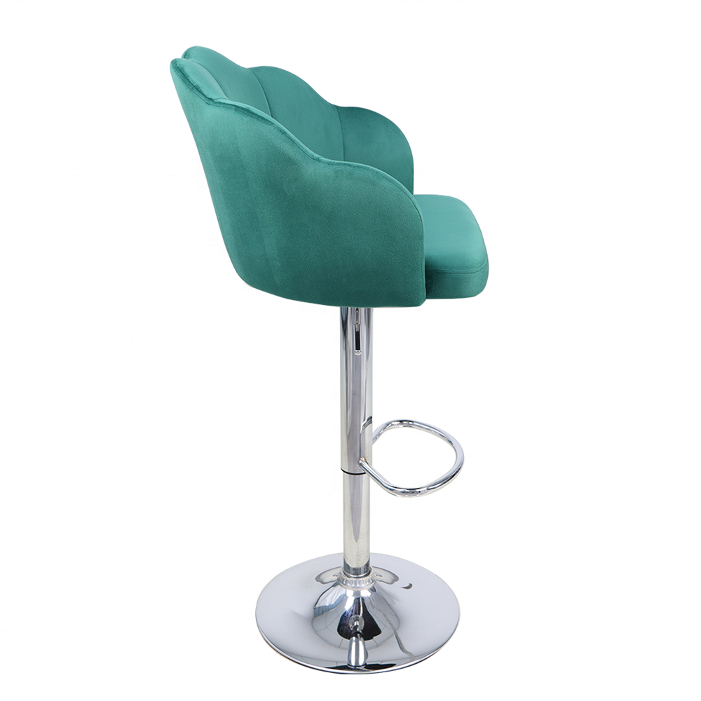 Factory Outlets Nordic Bar Stools Revolving Chair Counter Velvet Bar Stools With Flower Shape Back