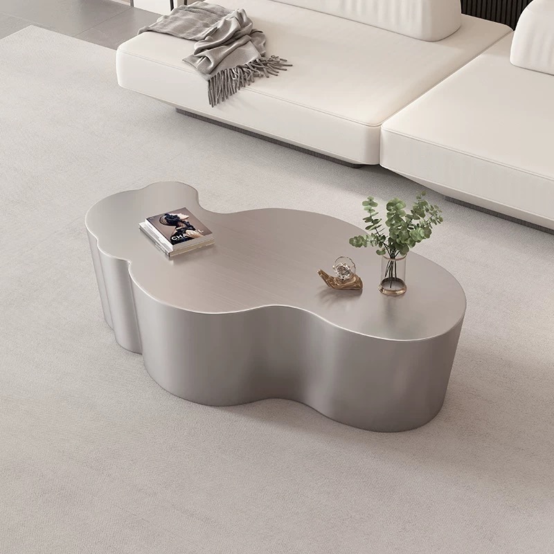 Light Luxury Black Cloud Shape Coffee Table Stainless Steel Metal Apartment Living Room Side Table