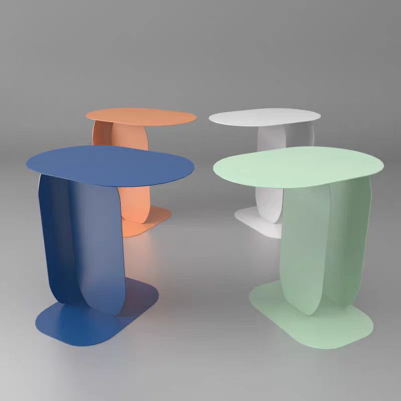 Modern Steel End Table for Living Room Oval Coffee Table with Slide under Sofa Side Table for Dining Bed or Couch