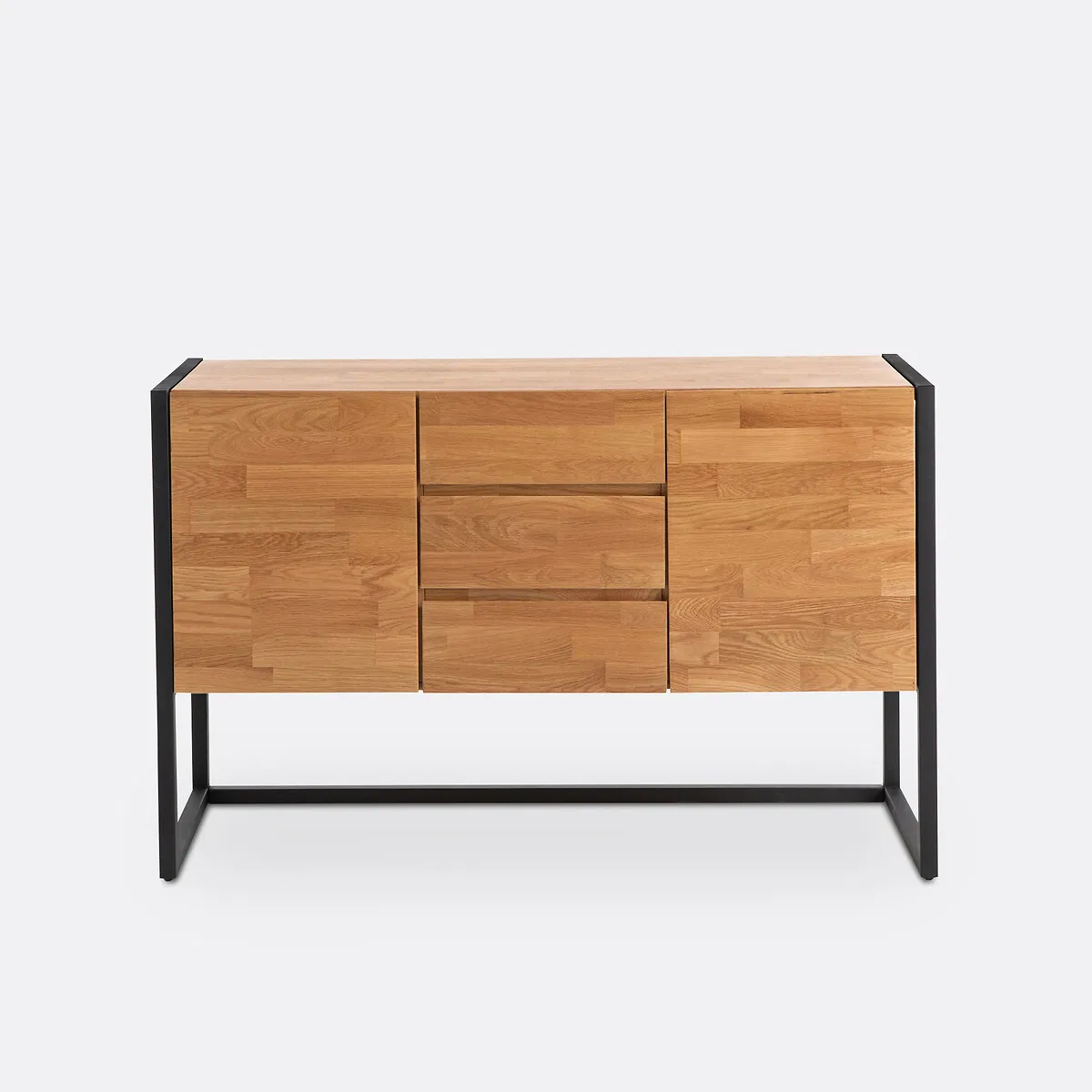 Space-Efficient Solid Wood Display Cabinet with Dual-Access Storage &amp; Open Shelf Top for Entryway Display