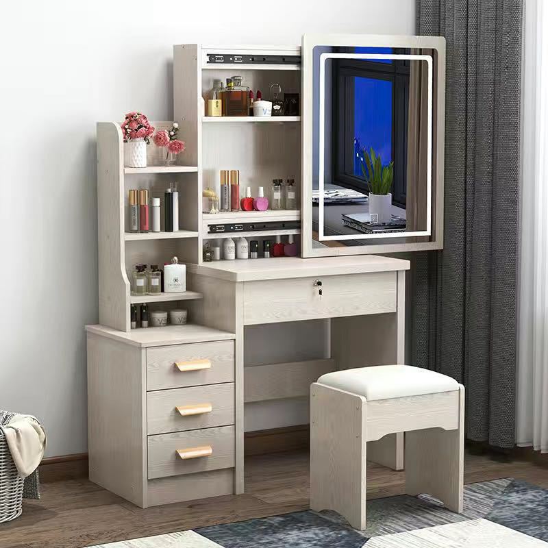 Rated Hot Selling Vanity Table LED Lighted Dressing Table Dustproof Storage Makeup Desk Apartment Small Bedroom