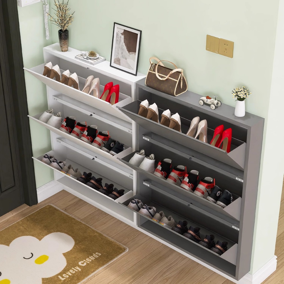 Metal Shoe Cabinet Interior