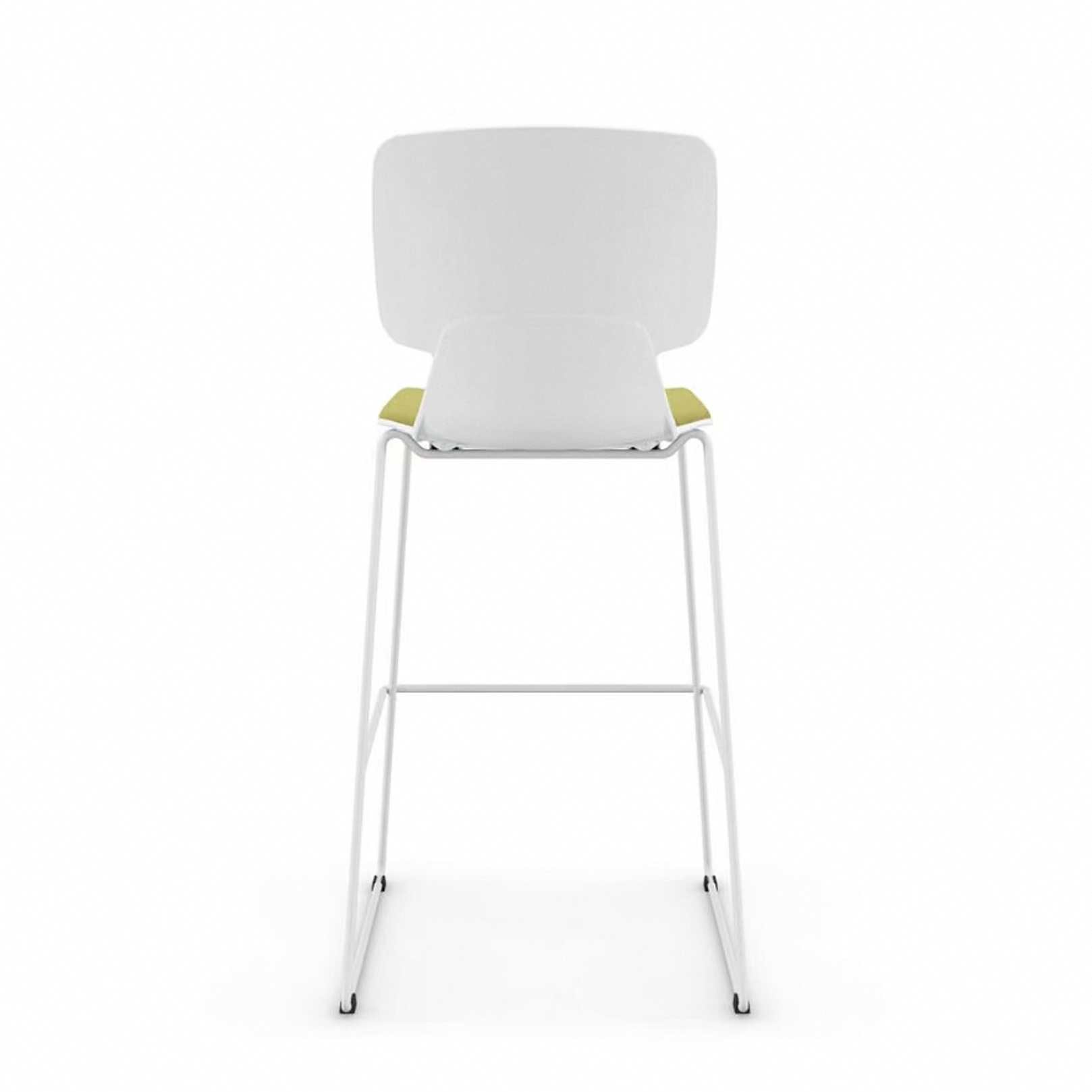 Modern High Bar Stool with Padded Seat, Plastic Backrest and Steel Frame for Kitchen Island, Bar Counter, and Cafe Use