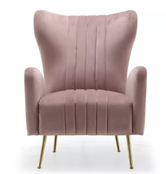 Velvet Wingback Accent Chair Dimension View