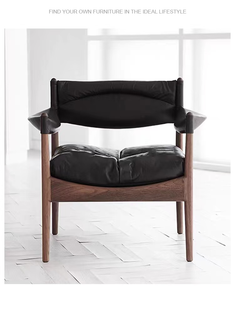 Factory Outlet Contemporary Black Luxury Leather Modern Armchairs Accent Chair in Stock