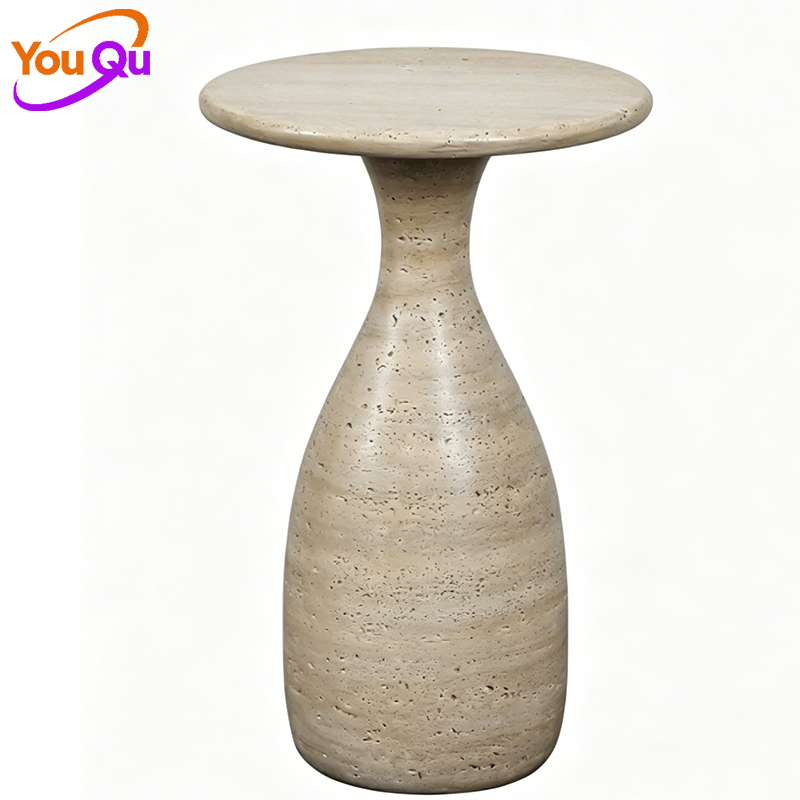Beige Fiberglass Vase-Shaped Side Table Modern Minimalist Accent End Table for Living Room Bedroom