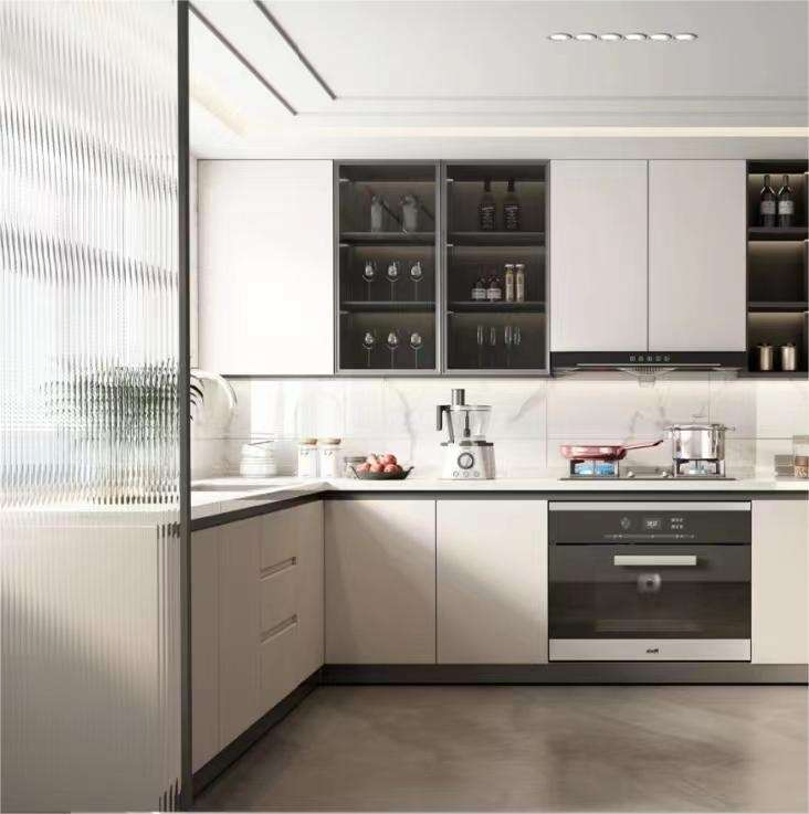 Custom Hutch Outdoor Kitchen-Furniture Solid Wood Cabinetry Luxury Kitchen Cupboards Design Made Modular Stainless Steel Aluminium Shaker Island Display Cabinet