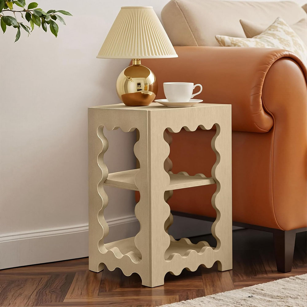 Small Side Table with Storage Shelf Wood Side Table for Small Spaces for Living Room Furniture