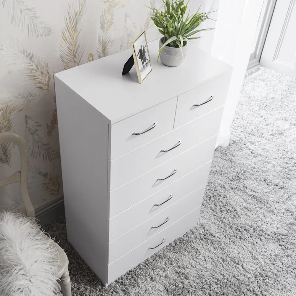Bedroom Furniture Wooden White Tallboy Organizer Dresser Clothes Chest of Drawers