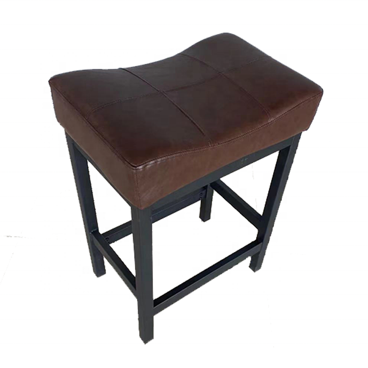 Contemporary Comfortable Faux Leather Metal Bar Stool High Chair-Eco-Friendly Commercial Use for Hotel and Kitchen