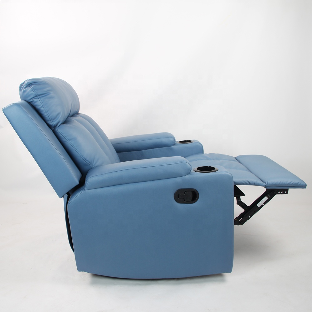 Modern Luxury Leather Swivel Rotate Rocking Recliner Chair Theater Cinema Sofa With Cup Holder